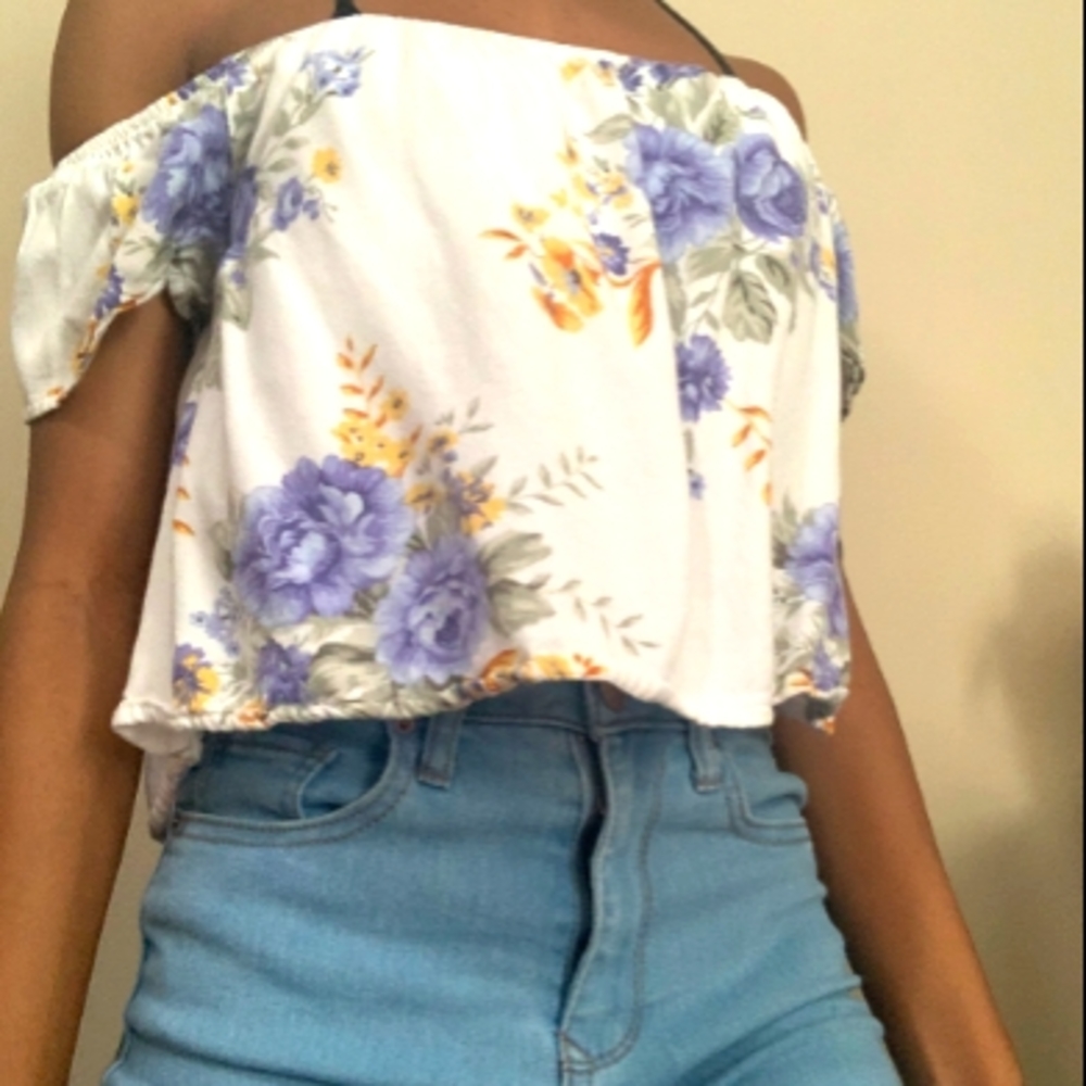 off the shoulder floral blouse